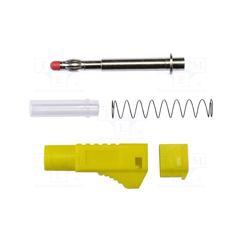 1 pcs x MUELLER ELECTRIC - BU-3261410-4 - Plug, 4mm banana, 45A, 1kVAC, yellow, soldered, brass