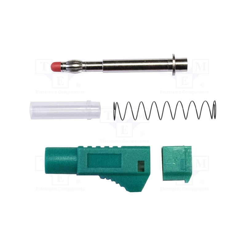 1 pcs x MUELLER ELECTRIC - BU-3261410-5 - Plug, 4mm banana, 45A, 1kVAC, green, soldered, brass