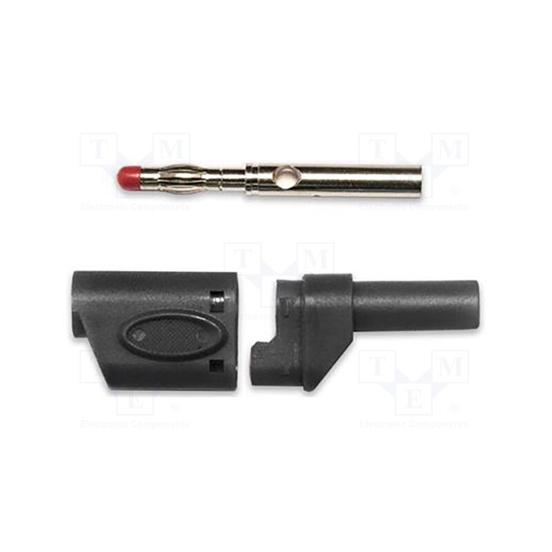 1 pcs x MUELLER ELECTRIC - BU-31104-0 - Plug, 4mm banana, 40A, 1kVAC, black, soldered, copper beryllium