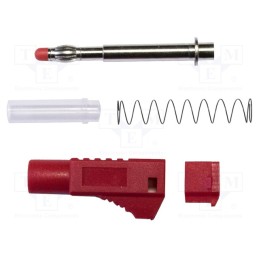 1 pcs x MUELLER ELECTRIC - BU-3261410-2 - Plug, 4mm banana, 45A, 1kVAC, red, soldered, Insulation: polyamide