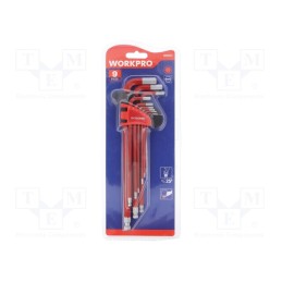 1 pcs x Workpro - W022015 - Wrenches set, hex key, Chrom-vanadium steel, 9pcs.