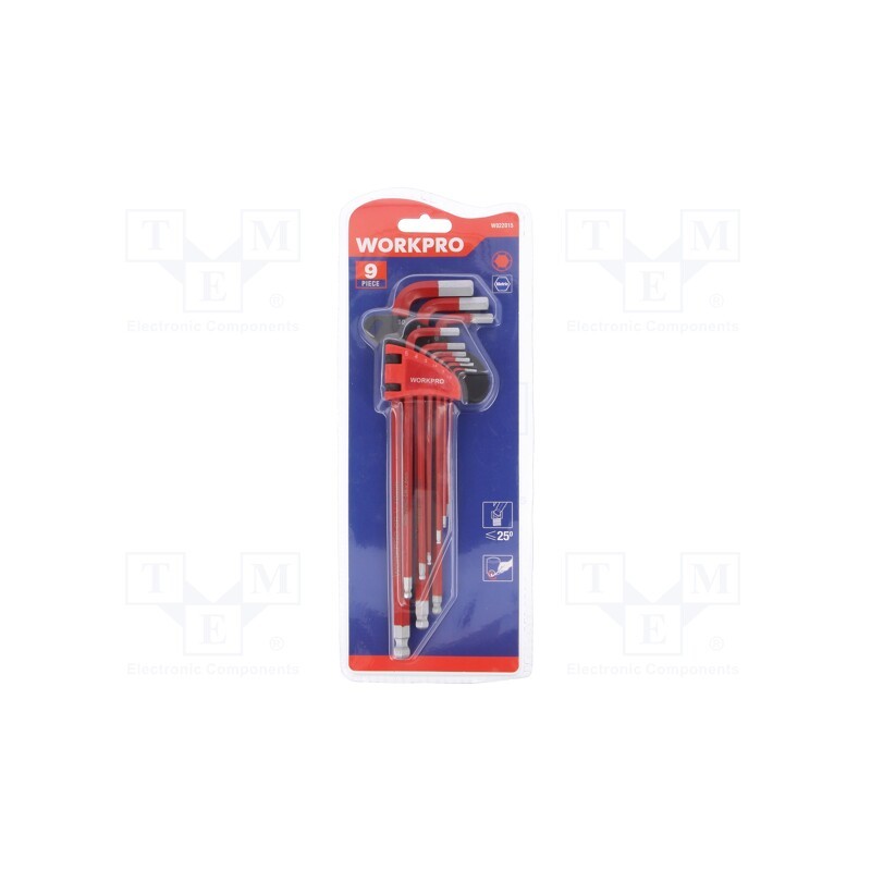 1 pcs x Workpro - W022015 - Wrenches set, hex key, Chrom-vanadium steel, 9pcs.
