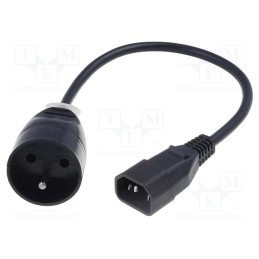 1 pcs x JONEX - WN217-3/07/0.3BK-1 - Cable, 3x1mm2, CEE 7/5 (E) socket,IEC C14 male, PVC, 0.3m, black