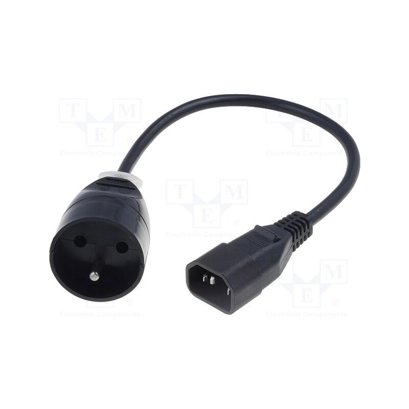 1 pcs x JONEX - WN217-3/07/0.3BK-1 - Cable, 3x1mm2, CEE 7/5 (E) socket,IEC C14 male, PVC, 0.3m, black