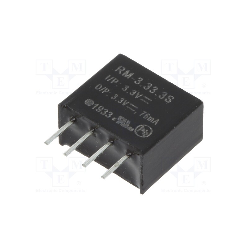 1 pcs x RECOM - RM-3.33.3S - Converter: DC/DC, 0.25W, Uin: 2.97÷3.63V, Uout: 3.3VDC, Iout: 75mA