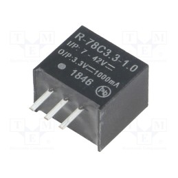 1 pcs x RECOM - R-78C3.3-1.0 - Converter: DC/DC, 3.3W, Uin: 7÷42V, Uout: 3.3VDC, Iout: 1A, SIP3, PCB