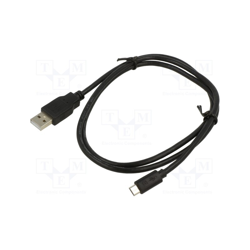 1 pcs x ART - KABUSB MICRO AL-OEM-106 - Cable, USB 2.0, USB A plug,USB B micro plug, 1m, black, Core: Cu