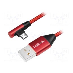 1 pcs x LOGILINK - CU0150 - Cable, USB 2.0, USB A plug,USB B micro plug (angle), 1m, red, PVC