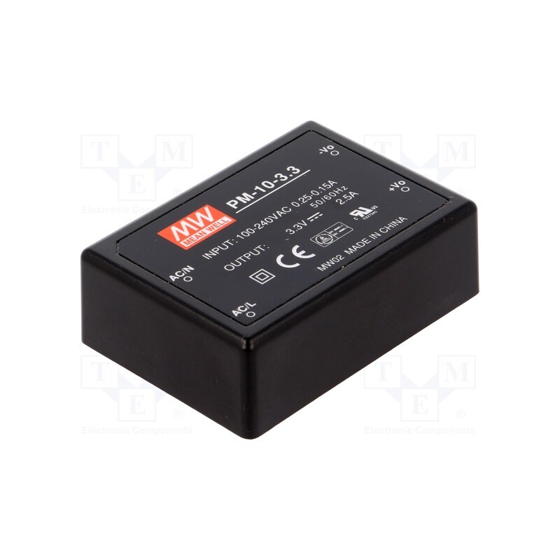1 pcs x MEAN WELL - PM-10-3.3 - Power supply: switched-mode, modular, 8.25W, 120÷370VDC, OUT: 1