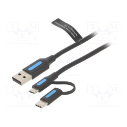1 pcs x VENTION - CQDBD - Cable, USB 2.0, USB A plug,USB B micro plug,USB C plug, 0.5m