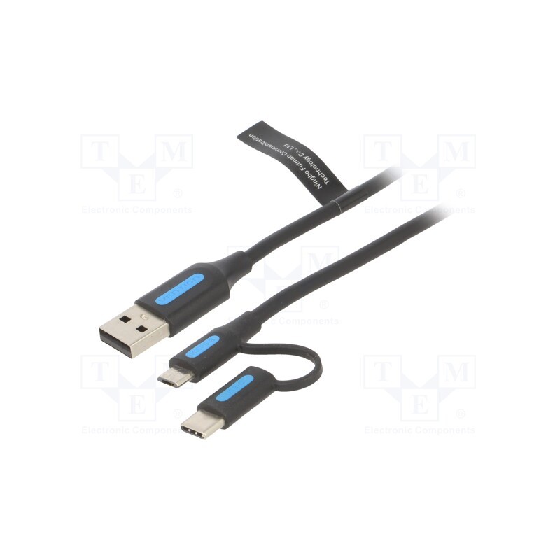 1 pcs x VENTION - CQDBD - Cable, USB 2.0, USB A plug,USB B micro plug,USB C plug, 0.5m