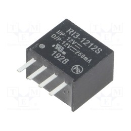 1 pcs x RECOM - RI3-1212S - Converter: DC/DC, 3W, Uin: 10.8÷13.2V, Uout: 12VDC, Iout: 250mA, SIP4