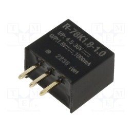 1 pcs x RECOM - R-78K1.8-1.0 - Converter: DC/DC, Uin: 4.5÷36V, Uout: 1.8VDC, Iout: 1A, SIP3, THT