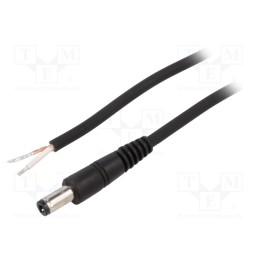 1 pcs x WEST POL - P25-TT-C075-150BK - Cable, 1x0.75mm2, wires,DC 5,5/2,5 plug, straight, black, 1.5m