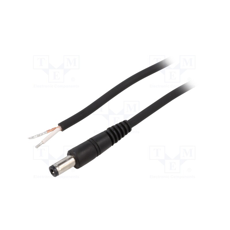 1 pcs x WEST POL - P25-TT-C075-150BK - Cable, 1x0.75mm2, wires,DC 5,5/2,5 plug, straight, black, 1.5m