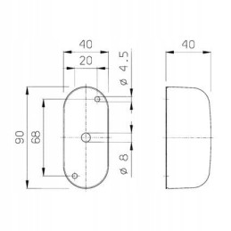 Side marker lamp, upper position, oval, 90x40
