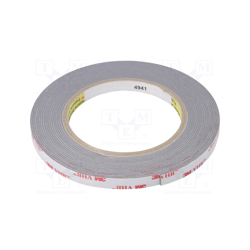 1 rol x 3M - 3M 4941 9MM 5.5M - Tape: fixing, W: 9mm, L: 5.5m, Thk: 1100um, acrylic, grey