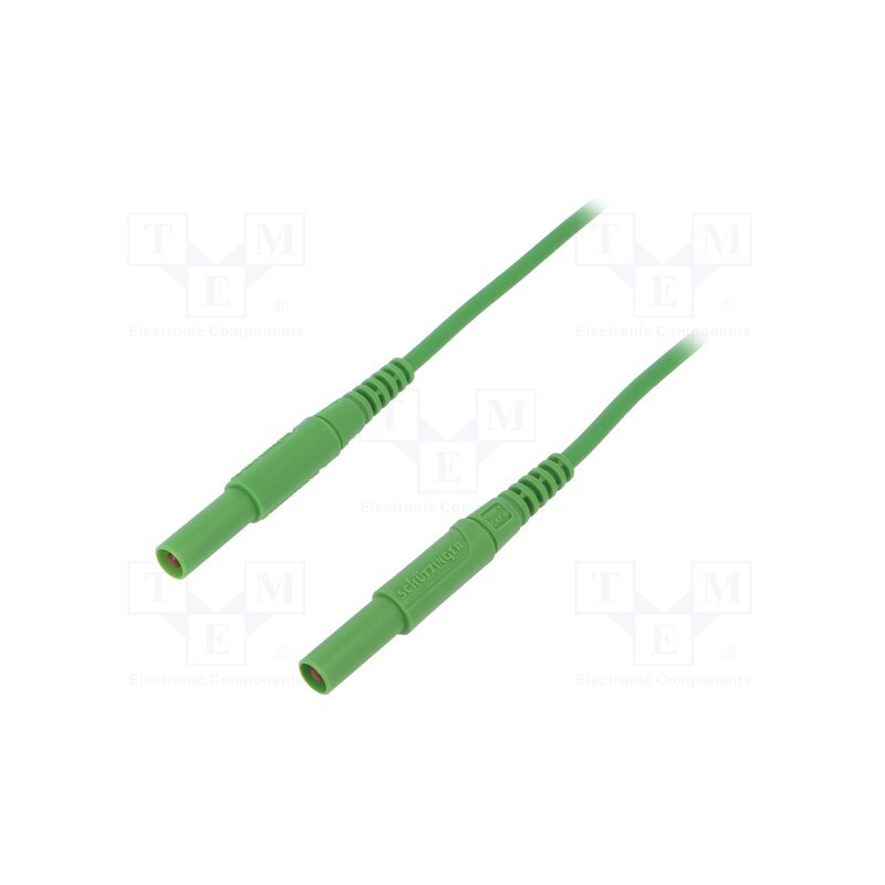 1 pcs x SCHu00dcTZINGER - MSFK A341 / 1 / 100 / GN - Test lead, 16A, banana plug 4mm,both sides, with protection