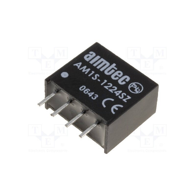 1 pcs x AIMTEC - AM1S-1224SZ - Converter: DC/DC, 1W, Uin: 10.8÷13.2V, Uout: 24VDC, Iout: 42mA, SIP4
