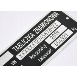 Nameplate 148x38mm, marking included in the price