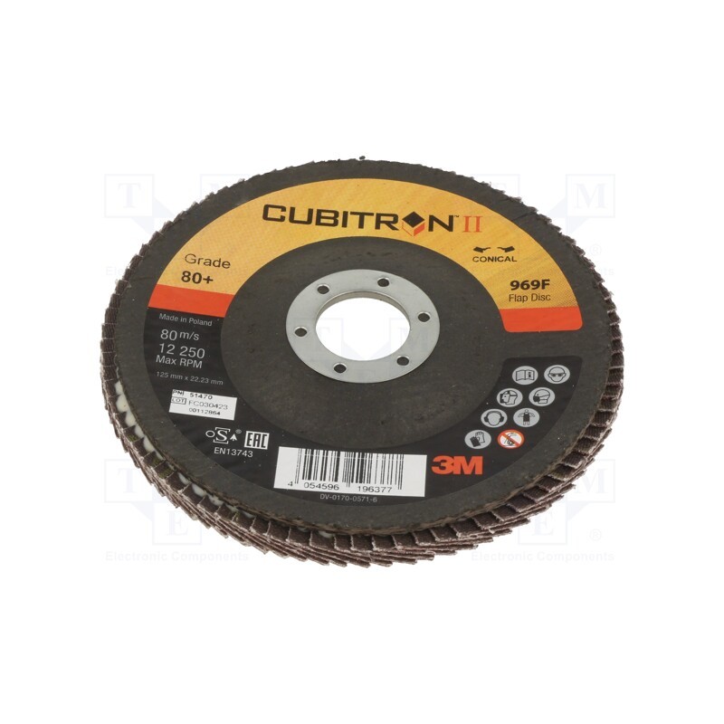 1 pcs x 3M - 969F 125MM P 80 54170 - Flap grinding wheels, Ø: 125mm, Øhole: 22.23mm, Granularity: 80