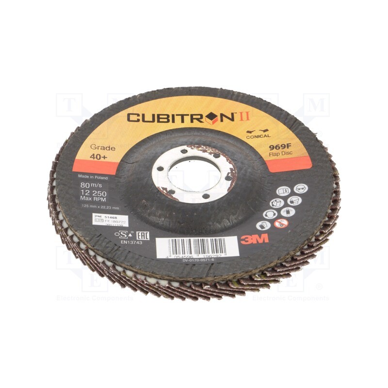 1 pcs x 3M - 969F 125MM P 40 54168 - Flap grinding wheels, Ø: 125mm, Øhole: 22.23mm, Granularity: 40