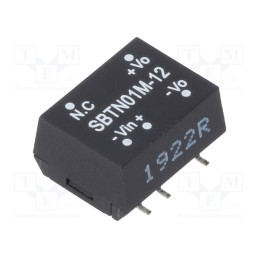 1 pcs x MEAN WELL - SBTN01M-12 - Converter: DC/DC, 1W, Uin: 10.8÷13.2V, Uout: 12VDC, Iout: 8.4÷84mA
