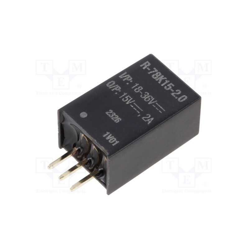 1 pcs x RECOM - R-78K15-2.0 - Converter: DC/DC, Uin: 18÷36V, Uout: 15VDC, Iout: 2A, SIP3, THT
