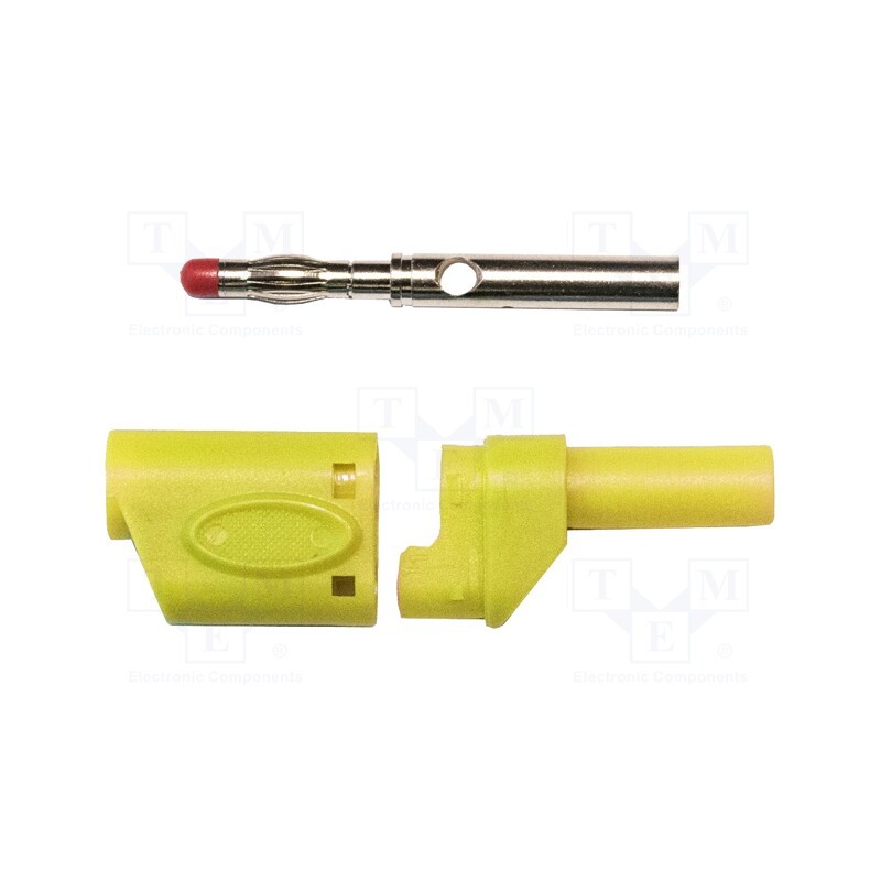 1 pcs x MUELLER ELECTRIC - BU-3110410-4 - Plug, 4mm banana, 45A, 600VAC, yellow, soldered, copper beryllium