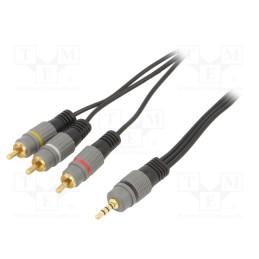 1 pcs x GEMBIRD - CCAP-4P3R-1.5M - Cable, Jack 3,5mm 4pin plug,RCA plug x3, 1.5m, black