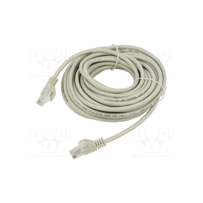 1 pcs x ART - KABSI AL-OEM-305 - Patch cord, U/UTP, 5e, CCA, grey, 10m, RJ45 plug,both sides, 26AWG