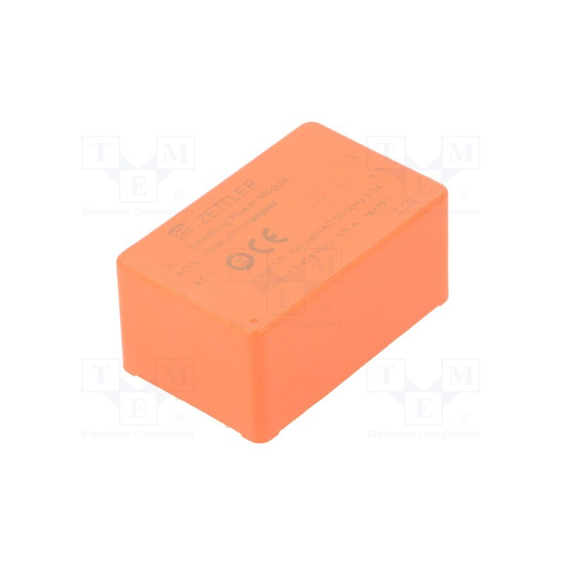 1 pcs x ZETTLER - ZP10S0900W - Converter: AC/DC, 10W, 85÷265VAC, Usup: 100÷370VDC, Uout: 9VDC, 72%