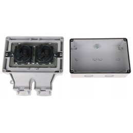 230v double socket, surface-mounted, external, hermetic, IP66