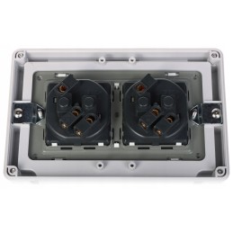 230v double socket, surface-mounted, external, hermetic, IP66