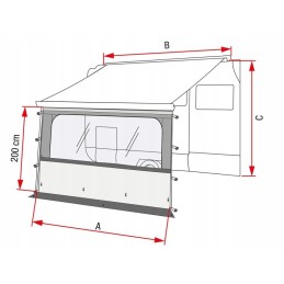 Front wall with window for the pro 450 fiamma awning