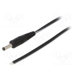 1 pcs x WEST POL - P40-TT-T050-050BK - Cable, 2x0.5mm2, wires,DC 4,0/1,7 plug, straight, black, 0.5m