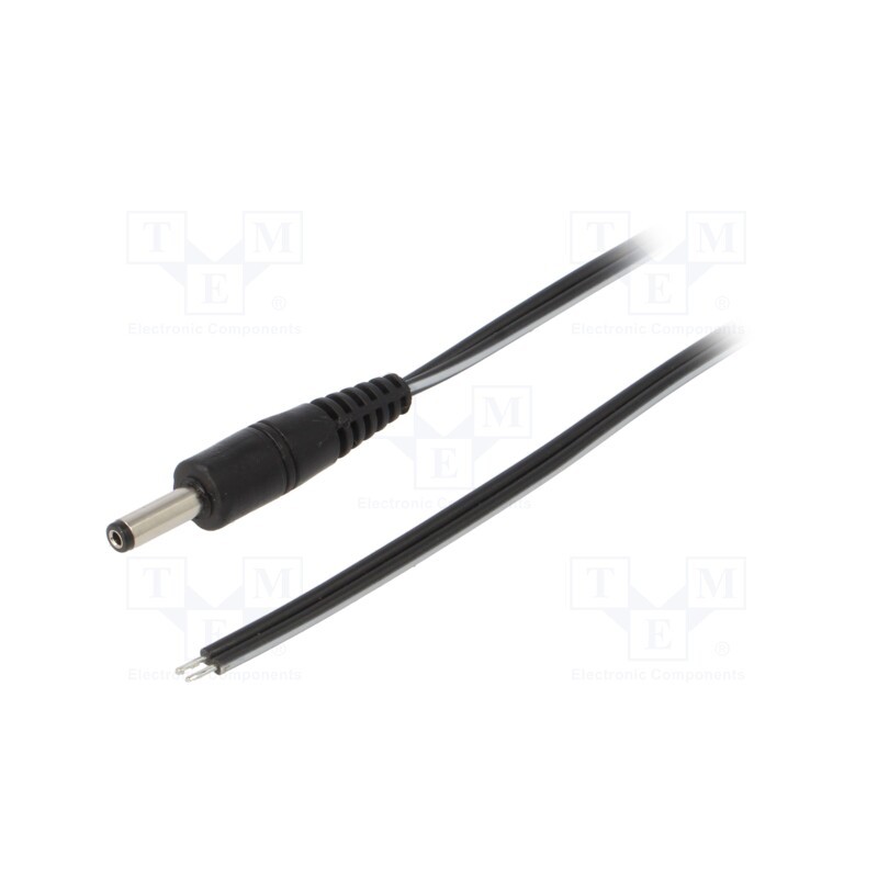 1 pcs x WEST POL - P40-TT-T050-050BK - Cable, 2x0.5mm2, wires,DC 4,0/1,7 plug, straight, black, 0.5m
