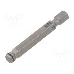 1 pcs x WIHA - 25742 - Screwdriver bit, hex key,spherical, HEX 6mm, Overall len: 50mm