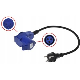 Angle adapter cee socket plug 40cm schuko socket 16a ip44 230v