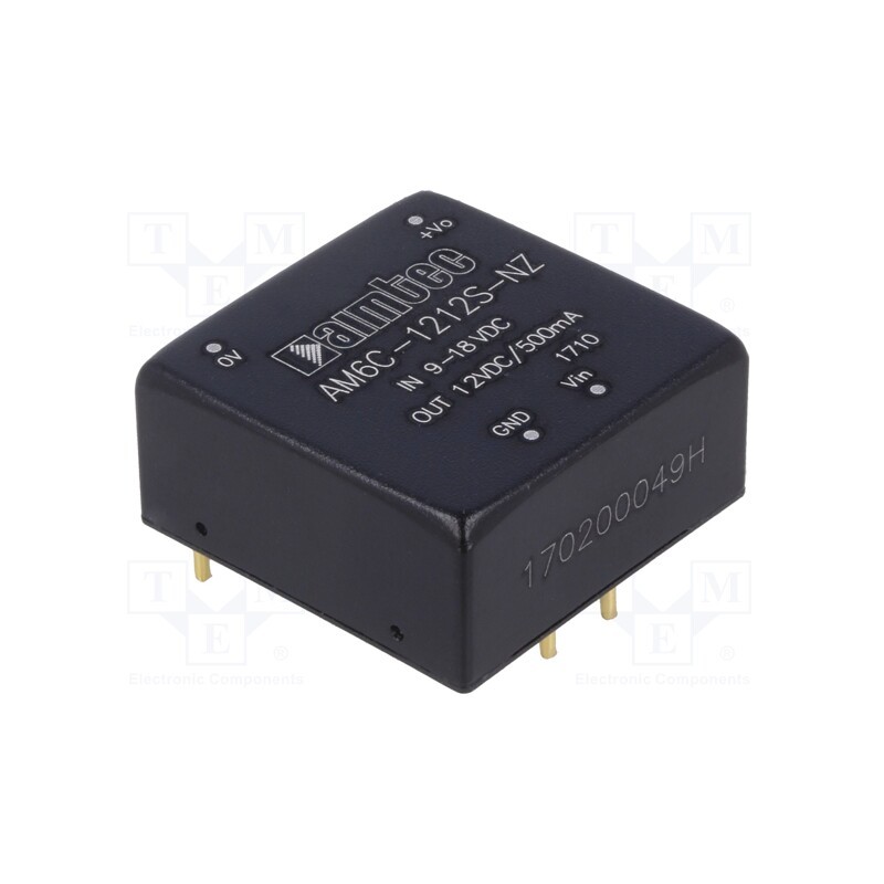 1 pcs x AIMTEC - AM6C-1212S-NZ - Converter: DC/DC, 6W, Uin: 9÷18V, Uout: 12VDC, Iout: 500mA, 1'x1'