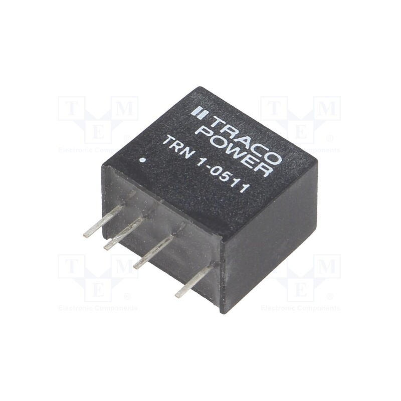 1 pcs x TRACO POWER - TRN 1-0511 - Converter: DC/DC, 1W, Uin: 4.5÷13.2V, Uout: 5VDC, Iout: 200mA, SIP
