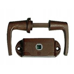 Lock for bathroom doors with brown handles
