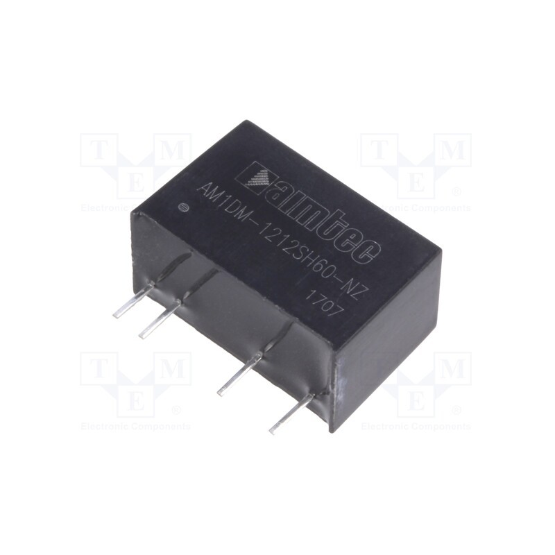 1 pcs x AIMTEC - AM1DM-1212SH60-NZ - Converter: DC/DC, 1W, Uin: 10.8÷13.2V, Uout: 12VDC, Iout: 84mA, SIP7