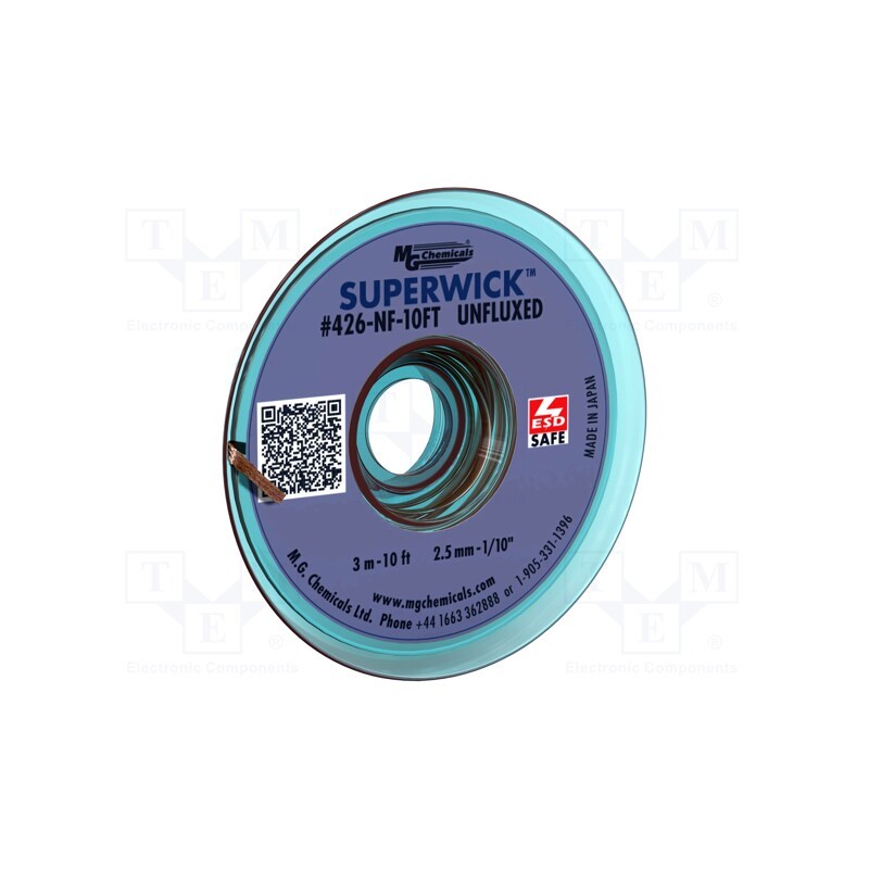 1 pcs x MG CHEMICALS - 426-NF-10FT - Tape: desoldering, flux free, W: 2.5mm, L: 3m, ESD