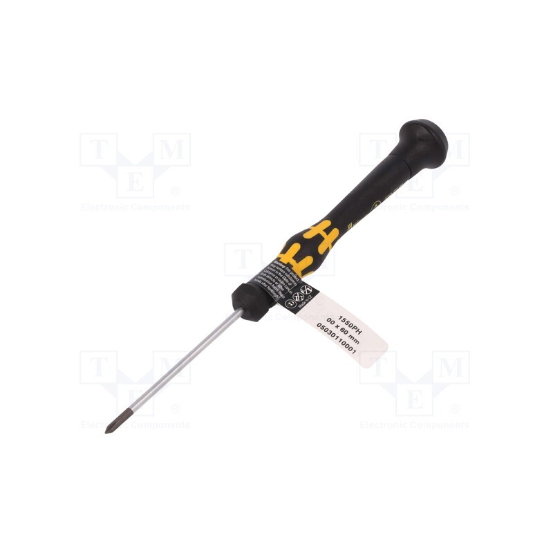 1 pcs x WERA - 5030110001 - Screwdriver, Phillips, precision, PH00, ESD, Blade length: 60mm