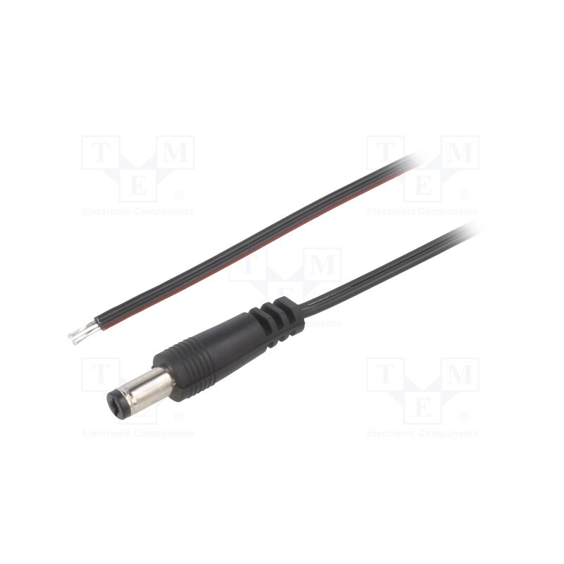 1 pcs x BQ CABLE - DC.CAB.6200.0200 - Cable, 2x0.35mm2, wires,DC 5,5/2,1 plug, straight, black, 2m