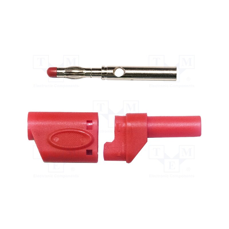 1 pcs x MUELLER ELECTRIC - BU-3110410-2 - Plug, 4mm banana, 45A, 600VAC, red, soldered, copper beryllium