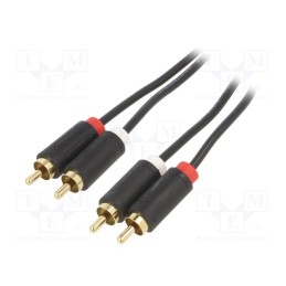 1 pcs x VENTION - BCMBD - Cable, RCA plug x2,both sides, 0.5m, Plating: gold-plated, black
