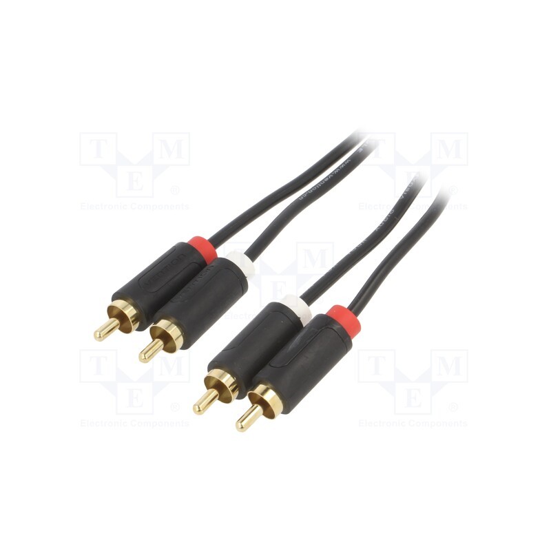 1 pcs x VENTION - BCMBD - Cable, RCA plug x2,both sides, 0.5m, Plating: gold-plated, black