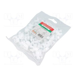 1 pcg x AKS ZIELONKA - 220097 -AS - Holder, white, on round cable, 100pcs, with a nail, Ø: 8.5mm